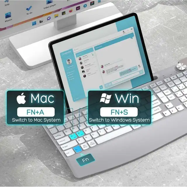 Wireless Keyboard and Mouse - Full-Sized Ergonomic Keyboa in Mice, Keyboards & Webcams in Markham / York Region - Image 2