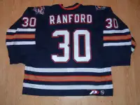 Bill Ranford game worn Oilers jersey's, equipment