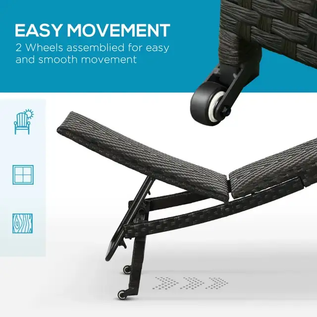 Rattan Outdoor Lounger Chair Recliner with 5-Level Adjustable Ba in Chairs & Recliners in Markham / York Region - Image 6