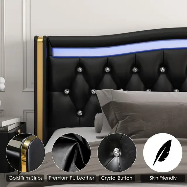 king storage led king bed frame  in Beds & Mattresses in Markham / York Region - Image 10