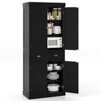 Freestanding Kitchen Pantry Cabinet Cupboard & Doors Drawer Adju