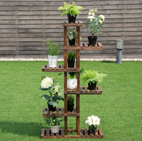 Plant Stand Flower Rack Wooden 7 Tier Shelves 56*25*115
