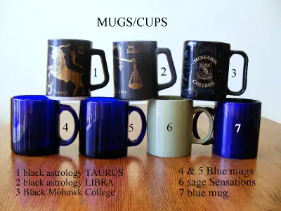 Vintage Mugs, 7 unique pieces, excellent condition.  $10 & $15, View more