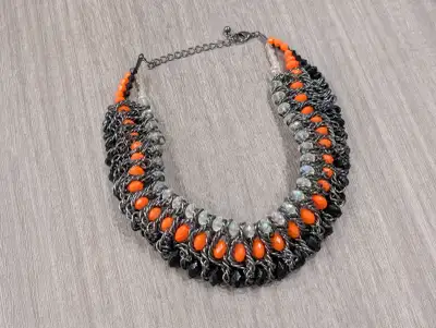 Like New: Statement Bib Multicolour Beaded Necklace, View more