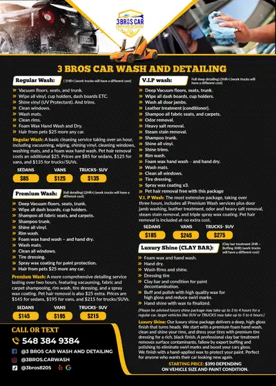 Yes, we detail from home — and that’s exactly why your car gets top-quality service. At 3 BROS Car W...