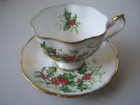 Queen Anne Yuletide Fine Bone China Teacup and Saucer Set
