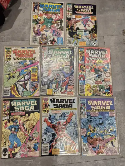 The Marvel Saga- 8 comics in all. VF+ estimate, View more