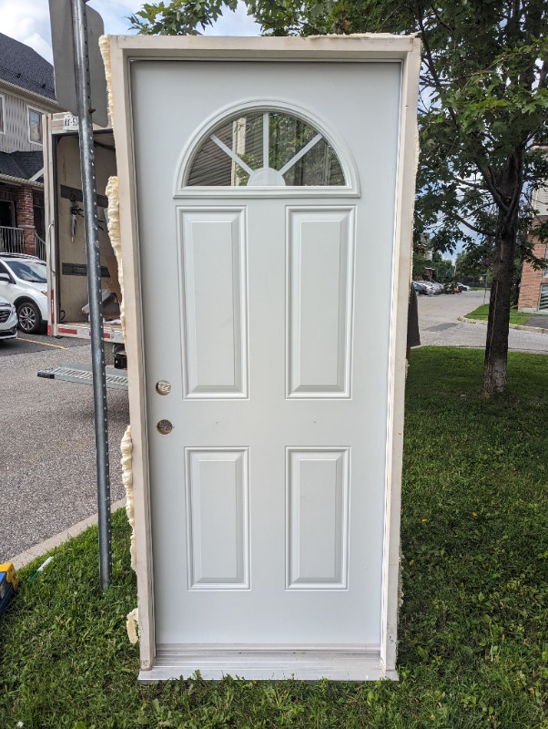 Exterior Entrance Gentek Door w Half Moon Window Windows, Doors