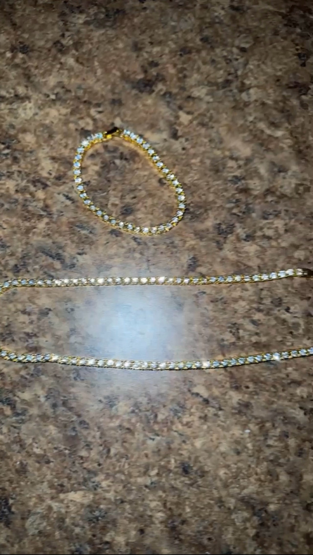 Gold tennis chain and bracelet set in Jewellery & Watches in La Ronge - Image 2