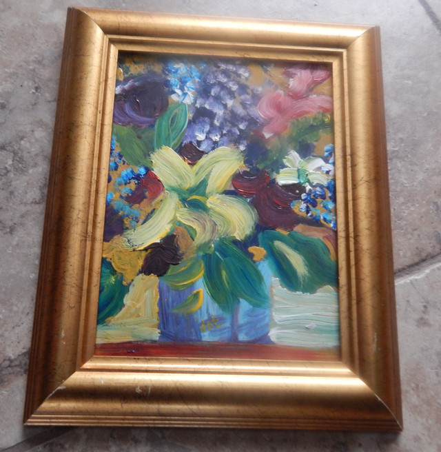 Gorgeous Original Signed Mid-Century Oil On Board Painting in Arts & Collectibles in Fredericton - Image 3