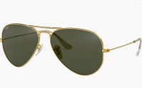 RAY-BAN RB3025 Classic Aviator Sunglasses, Gold/G-15 Glass Lens