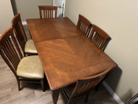 Solid maple wood dining table and chairs