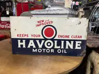 Painted metal Havoline motor oil sign 