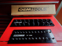 OEM Tools  Aluminum 1/2" & 1/4 Socket Organizers W Locking Pins