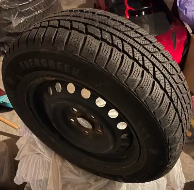 Set of 4 winter tires with steel rims and great thread left. No dents or damage on the wheels and no...
