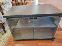 Portable small TV, small glass cabinet