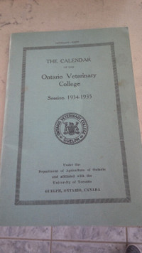 Ontario Veterinary College Calendar, 1934-35, Guelph, ON