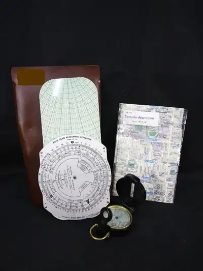 PARKER PICKERS - Kane Vintage Analog Flight Computer with case, plus lensatic compass and Toronto ma...