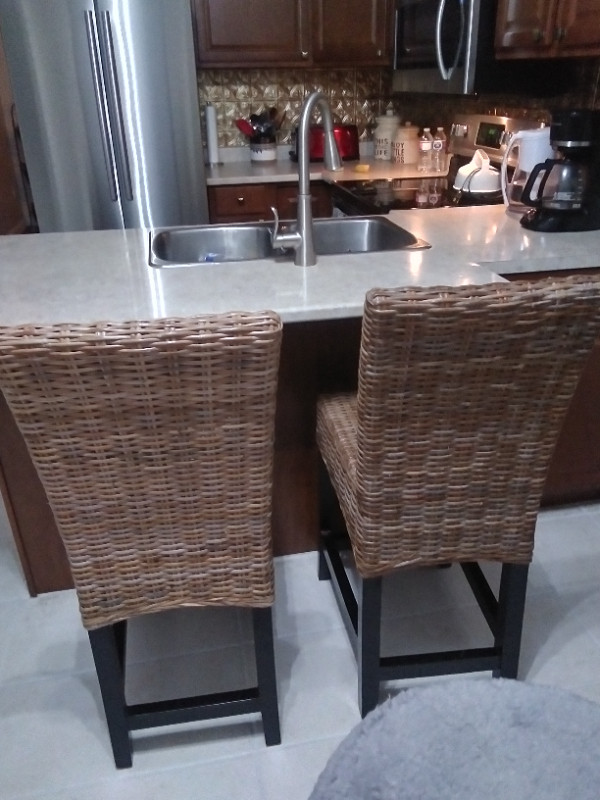 Set of 2 wicker counter stools from Pier 1 in Chairs & Recliners in Kingston