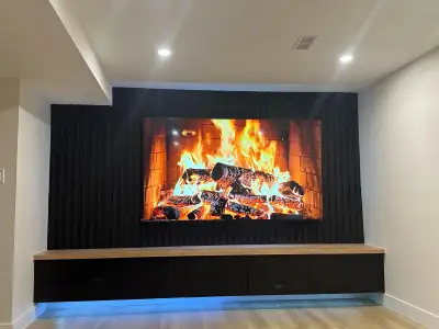 Custom media wall installation, View more