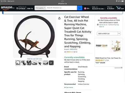 New Cat Exerciser Wheel, 48 Inch Pet Running Machine, Super Quiet Cat Treadmill Cat Activity Tree fo...