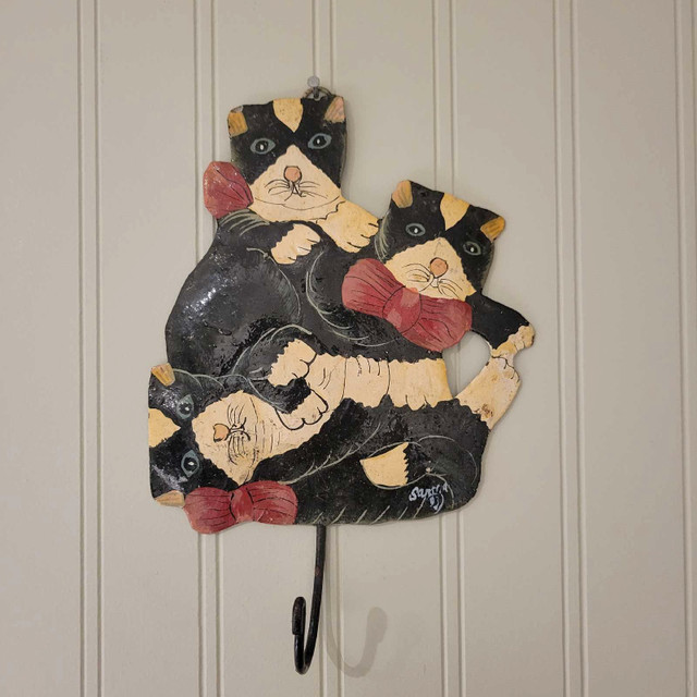 Vintage Hand Painted Black and White Cats Hook. Hooks  in Home Décor & Accents in Hamilton