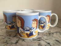 Four Vintage Tetley Tea Mugs, Tetley Tea Men