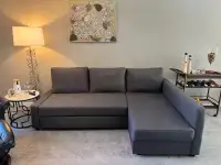 Free Delivery / Grey Pullout Sofa Bed Sectional couch 
