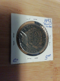 1842 bank of Montreal coin one penny G coin