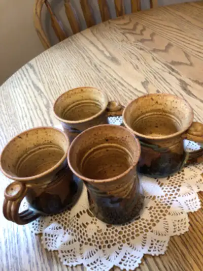 Pottery mugs set of 4 for $25 Beautiful mugs Moving downsizing