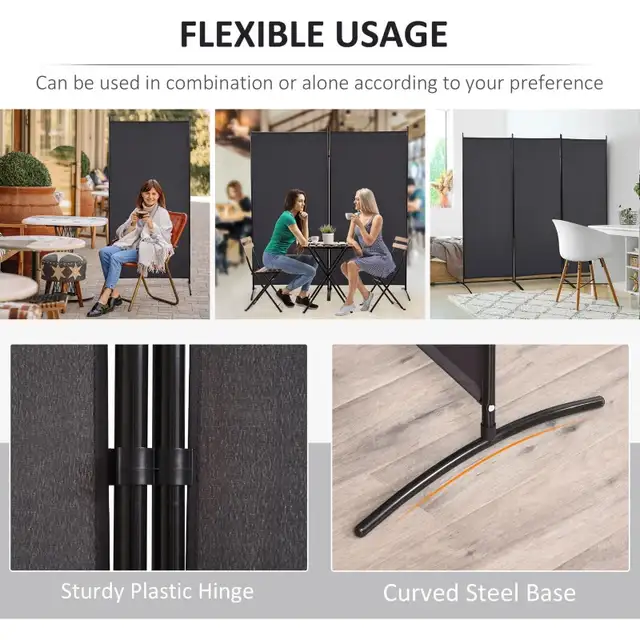 6' 3 Panel Room Divider, Double Hinged Folding Wall Divider, Ind in Storage & Organization in Markham / York Region - Image 7