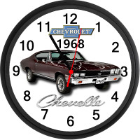 1968 Chevrolet Chevelle (Black Cherry) Custom Wall Clock - New