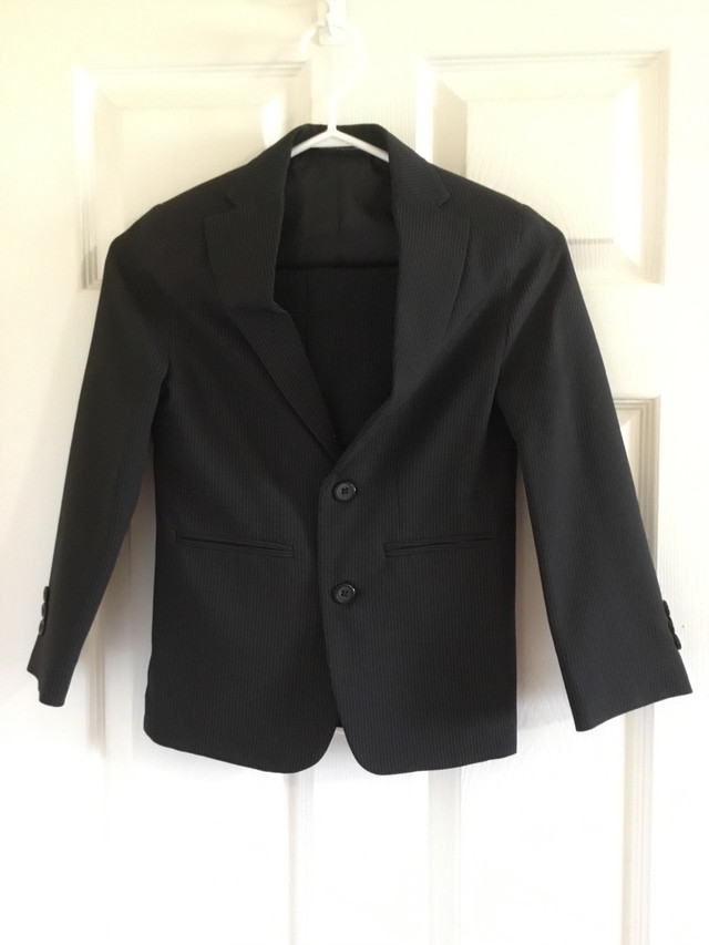 Boys black suit with stripes - size 8 in Kids & Youth in Charlottetown