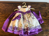 Baby size medium girls dress (purple & cream/offwhite)