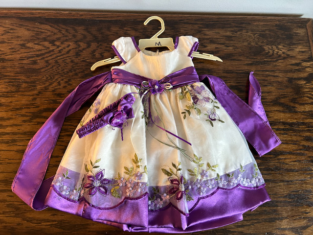Baby size medium girls dress (purple & cream/offwhite) in Clothing - 9-12 Months in Cole Harbour