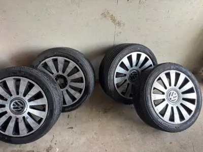 Hey I got some Volkswagen rims 18”. Tires are decent. Got them for my Jetta but are too big so they...