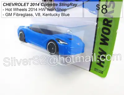 ~HOT WHEELS 2014 Chevrolet 2014 Corvette StringRay KentuckyBlue~, View more