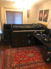 Captain bed with retractable desk and lots of storage