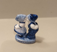 Vintage Miniature  Porcelain Delft Figurine Kissing Boy and Girl