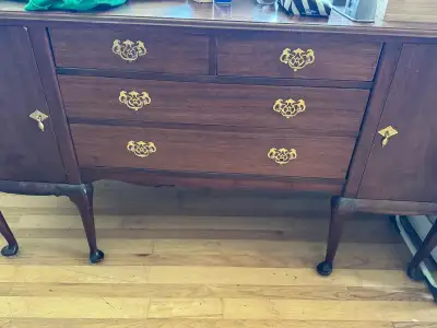 Colonial Williamsburg solid wood buffet with brass hardware., View more