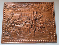 Vintage German Bronze Plaque 18th Century Celebration Scene