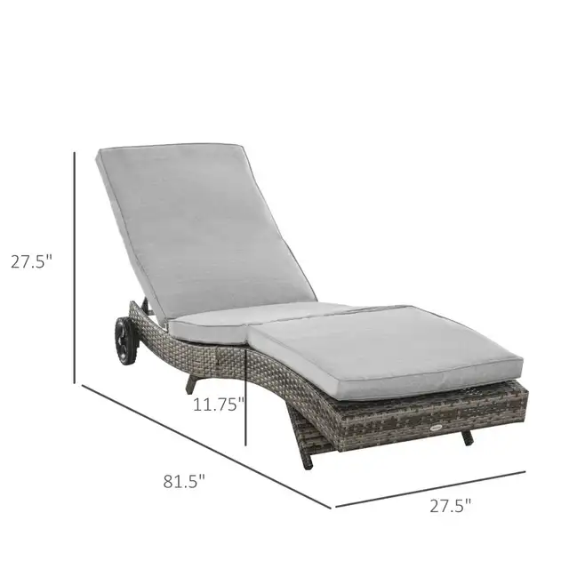 Outdoor Adjustable Wicker Chaise Lounge Chair with Cushion  in Patio & Garden Furniture in Markham / York Region - Image 3