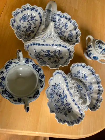Blue Danube dishes, mayonnaise dish, sugar dish, serving bowls, View more
