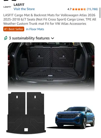 VW Atlas Cargo Mat & Backrest Mats, View more