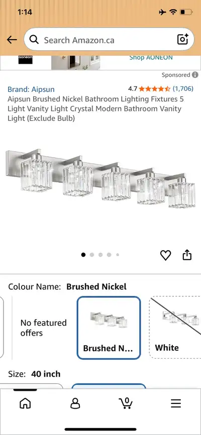 Aipsun 5 Light Vanity Light, View more