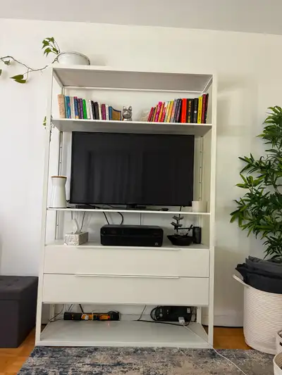 White IKEA shelf unit / entertainment unit, View more