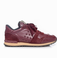 Reduced!! Valentino Rockstud Leather Sneakers - Burgundy Wine