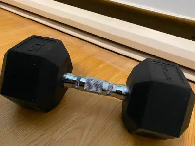 35 pound rubber hex dumbbell, View more