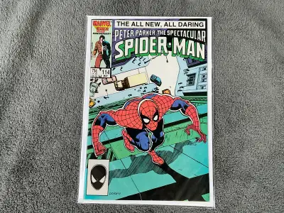 Spectacular Spider-Man #114 (1986) Comic Book Spider-Man takes has to deal with an impersonator in t...