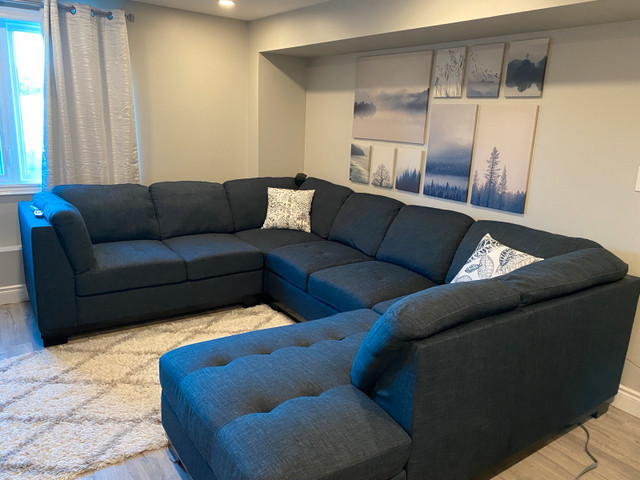 Oakdale 3 piece linen sectional (please read description) in Couches & Futons in Hamilton